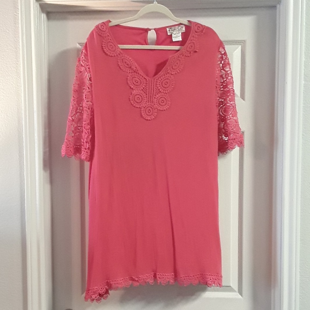 Beautiful top with lace sleeves, and neck line